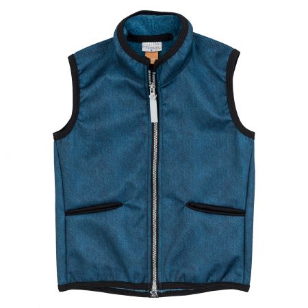 tmavě modrá softshellová vesta s chlupem  - 1-3 roky