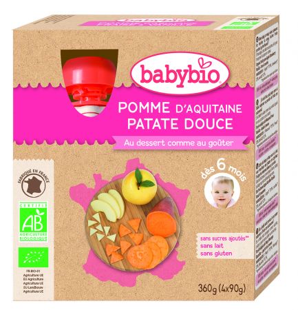 Babybio Doypack jablko sladké brambory od 6. měsíce, 4x90g