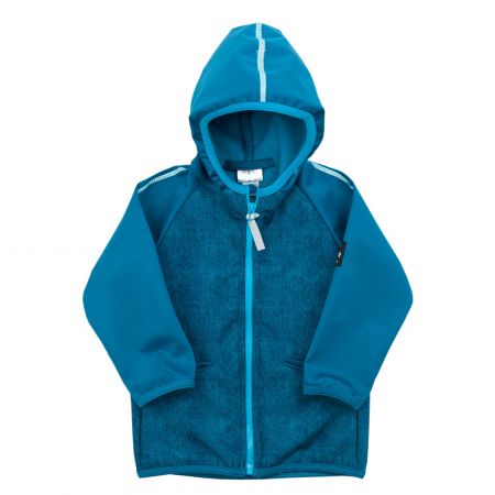 tmavě modrá softshellová bunda s kapucí - 110-116
