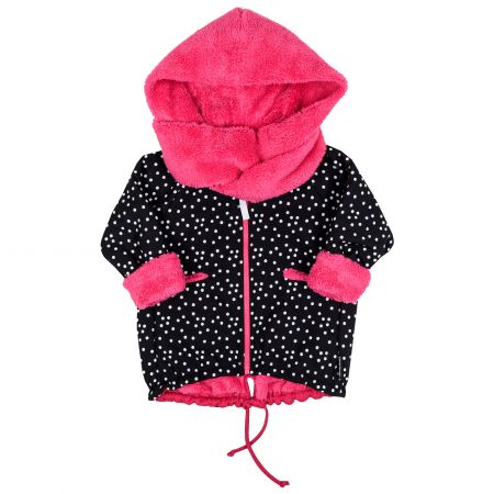 černo-růžová softshellová bunda s kapucí a šálkou - 74-80