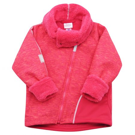 růžovo-červená softshellová bunda s ohrnovacím límcem - 98-104