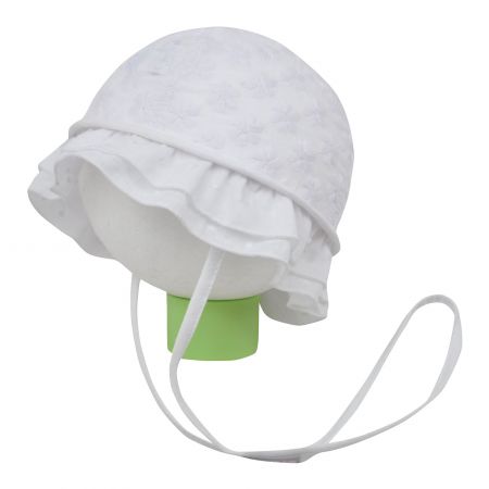 bílý plátěný klobouk s jemnými kytičkami - 7