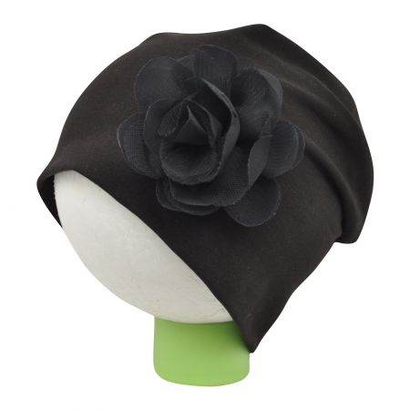 černá bavlněná čepice s kytičkou - 5