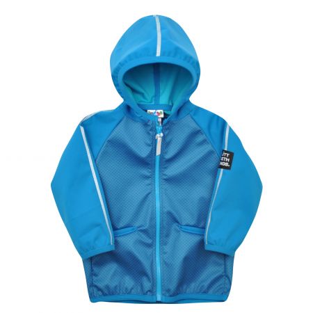 modrá softshellová bunda s kapucí - 110-116