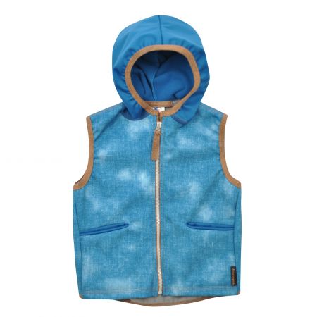 tyrkysová softshellová vesta s kapucí - 86-92
