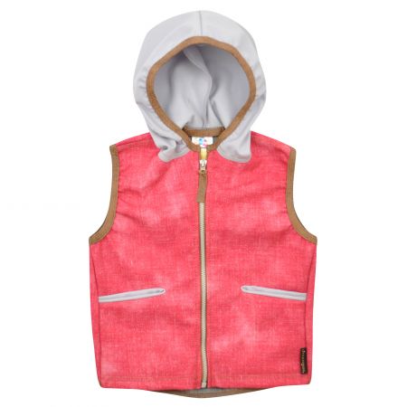 růžová softshellová vesta s kapucí - 122-128