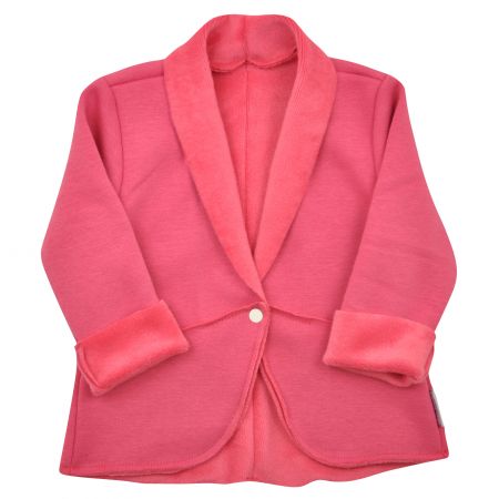 růžové ležérní sako s minikožíškem - 110-116