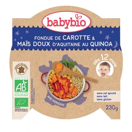 Babybio mrkev a sladká kukuřice s quinoa od 12. měsíce, 230g