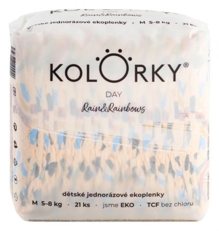 KOLORKY KOLORKY DAY Pleny jednorázové eko, déšť&duhy M (5-8 kg) 21 ks