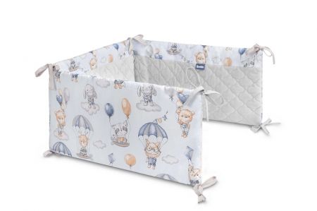 SENSILLO SENSILLO Mantinel do postýlky velvet FLIGHT IN CLOUDS PLUSH KARO 180x30 cm