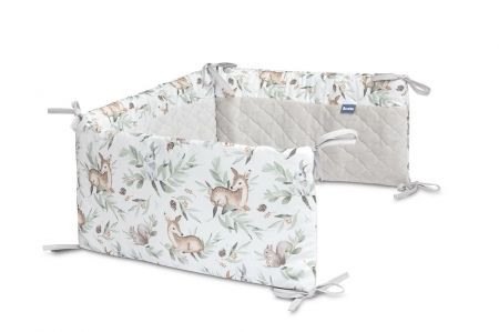 SENSILLO SENSILLO Mantinel do postýlky velvet DEERS GREY PLUSH KARO 180x30 cm