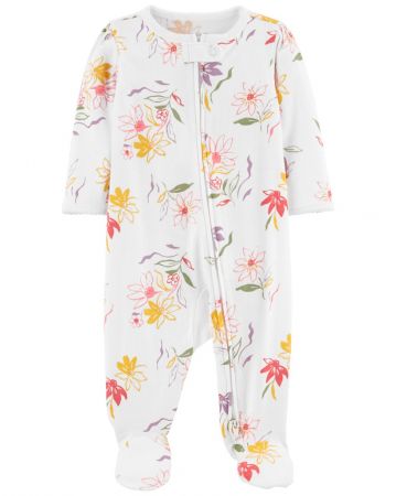 CARTERS CARTER'S Overal na zip Sleep&Play White Flowers holka NB/vel. 56