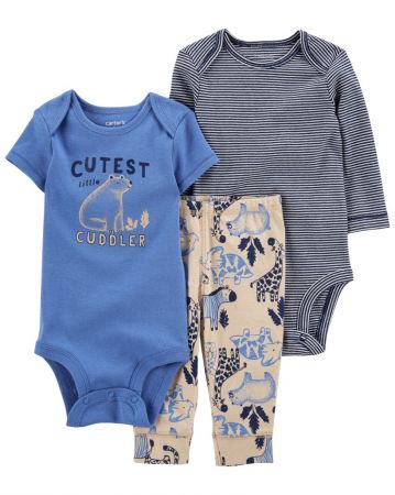 CARTERS CARTER'S Set 3dílný body kr. rukáv, body dl. rukáv, tepláky Blue Safari kluk LBB NB, vel. L 56