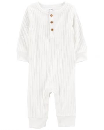 CARTERS CARTER'S Overal bez nožiček White Henley neutrál 6m