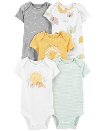 CARTERS CARTER'S Body krátký rukáv Yellow & Grey neutrál 5ks 24m