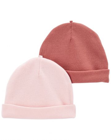 CARTERS CARTER'S Čepice Pink & Red holka 2ks 0-3m