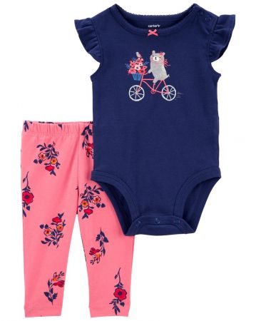 CARTERS CARTER'S Set 2dílný body kr. rukáv, legíny Navy Bike holka NB