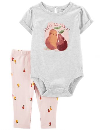 CARTERS CARTER'S Set 2dílný body kr. rukáv, legíny Grey Pears holka 3m