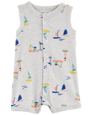 CARTERS CARTER'S Overal letní Grey Boats kluk NB