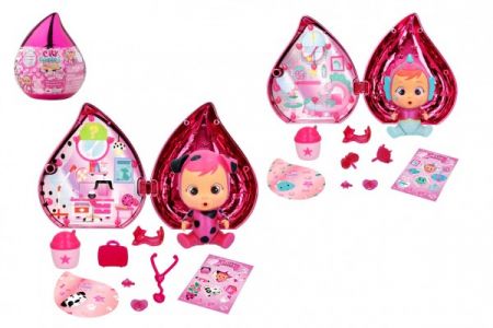 TM Toys CRY BABIES Magické slzy Růžová edice plast panenka s domečkem a doplňky v slze 12x14cm 12ks v boxu