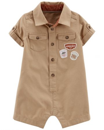 CARTERS CARTER'S Overal letní krátký rukáv Khaki Adventure kluk NB/vel. 56