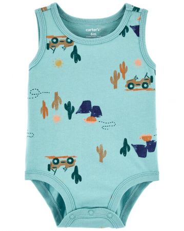 CARTERS CARTER'S Body bez rukávů Blue Jeep kluk 12m