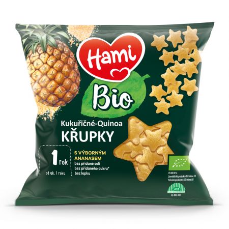 HAMI HAMI BIO Křupky kukuřičné-quinoa s výborným ananasem 20 g, 12+