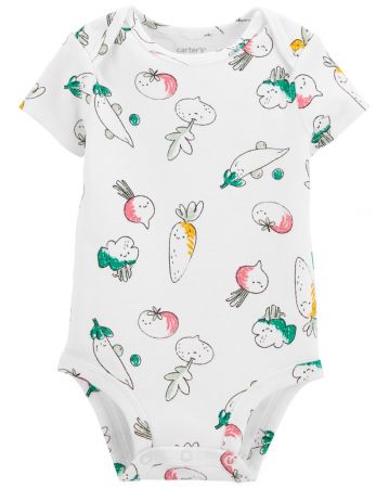 CARTERS CARTER'S Body krátký rukáv Ivory Vegetables holka 9m