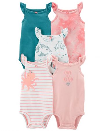 CARTERS CARTER'S Body bez rukávů Pink Ocean holka 5ks 9m