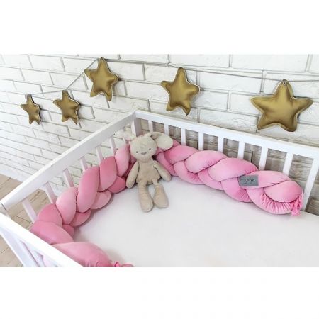 BABY NELLYS mantinel pletený cop VELVET 170x16cm Světle Růžová