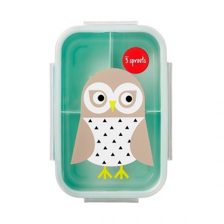 3 SPROUTS krabička na jídlo BENTO Owl Mint