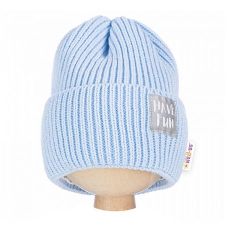 BABY NELLYS zimní čepice HAVE FUN Modrá vel. 62/74cm