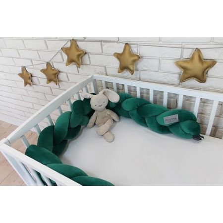BABY NELLYS mantinel pletený cop VELVET 180x16cm Tmavě Zelená