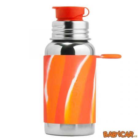 PURA nerezová láhev se sportovním uzávěrem 550ml Oranžová/Bílá