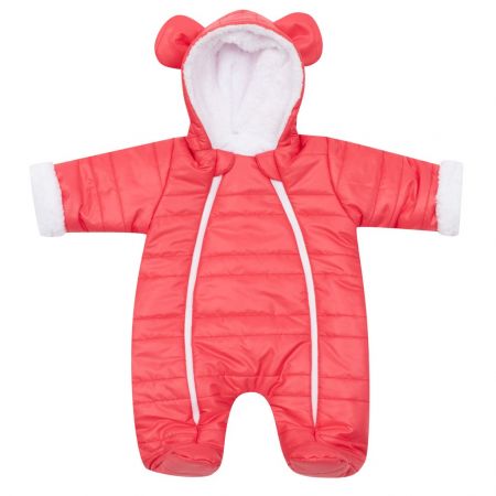 Zimní kojenecká kombinéza s kapucí a oušky New Baby Pumi red raspberry 62 (3-6m)