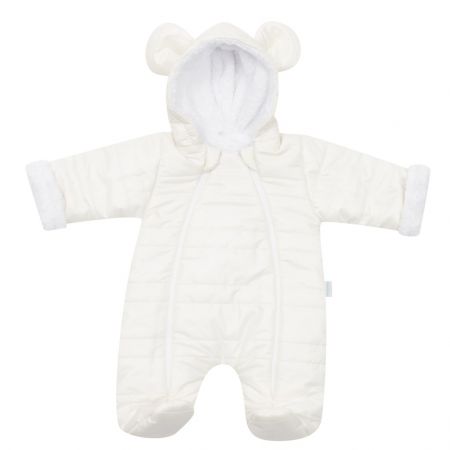 Zimní kojenecká kombinéza s kapucí a oušky New Baby Pumi cream 62 (3-6m)