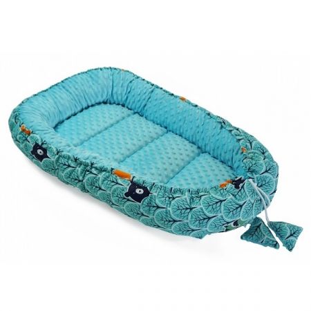 BABY NELLYS oboustranné hnízdečko KOKON MINKY Lesík/Tyrkys Zelená