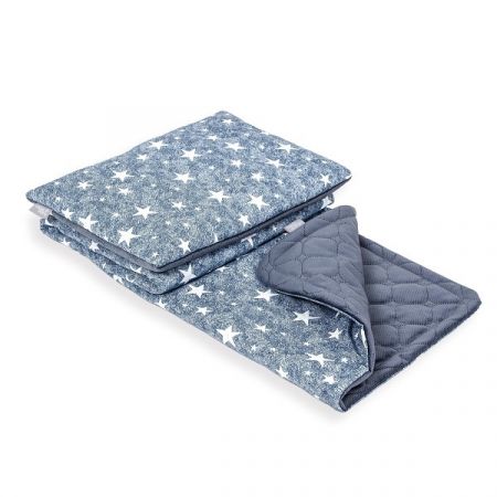 CEBA BABY dětská deka (75x100cm) + polštářek (30x40cm) Denim Style Stars Blue