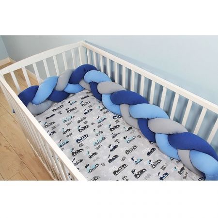 BABY NELLYS mantinel pletený cop Šedá/Světle Modrá/Tmavě Modrá