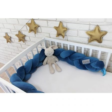 BABY NELLYS mantinel pletený cop VELVET 180x16cm Jeans