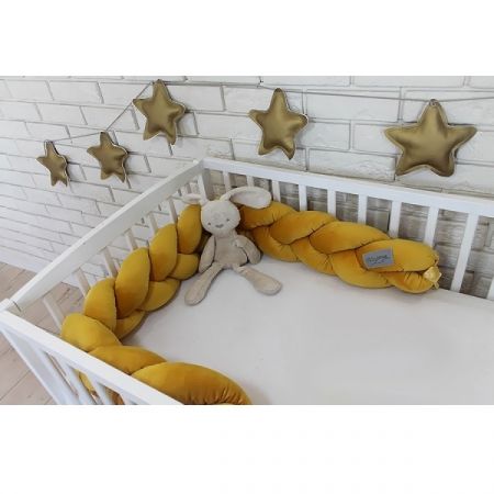 Baby Nellys s mantinel pletený cop velvet hořčicová