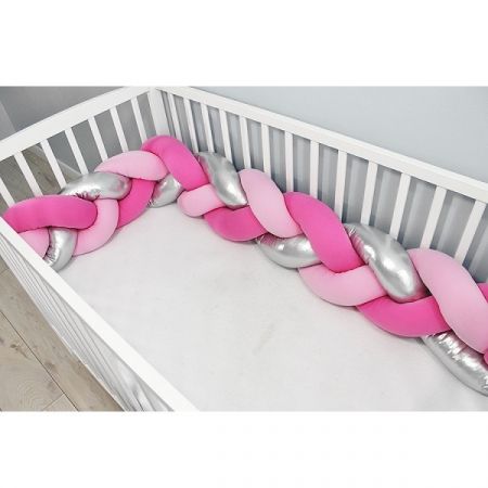 BABY NELLYS mantinel pletený cop Růžová/Tmavě Růžová/Stříbrná