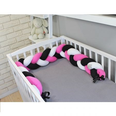 BABY NELLYS mantinel pletený cop Černá/Růžová/Bílá