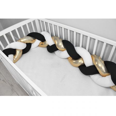 BABY NELLYS mantinel pletený cop Černá/Bílá/Zlatá