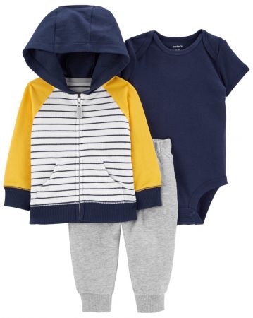 CARTERS CARTER'S Set 3dílný mikina, tepláky, body kr. rukáv YellowNavy chlapec 3m