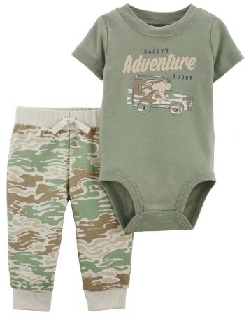 CARTERS CARTER'S Set 2dílný tepláky, body kr. rukáv Green Camo chlapec 9m