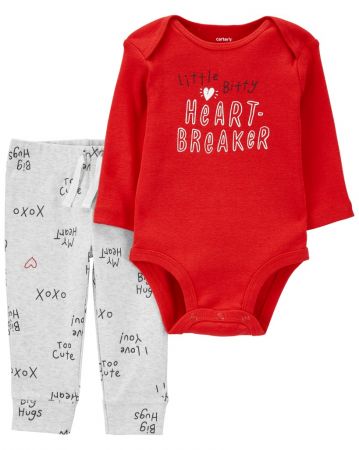 CARTERS CARTER'S Set 2dílný tepláky, body dl. rukáv Red Words chlapec 9m