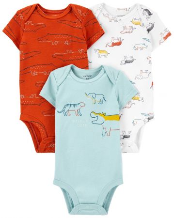 CARTERS CARTER'S Body krátký rukáv Multicolor Dino chlapec 3ks 6m