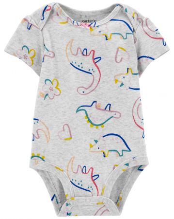 CARTERS CARTER'S Body krátký rukáv Grey Dino holka 18m