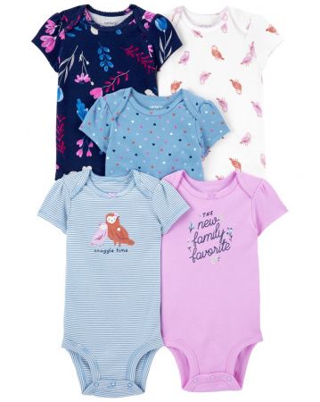 CARTERS CARTER'S Body krátký rukáv Blue Family holka 5ks PRE/ vel. 46